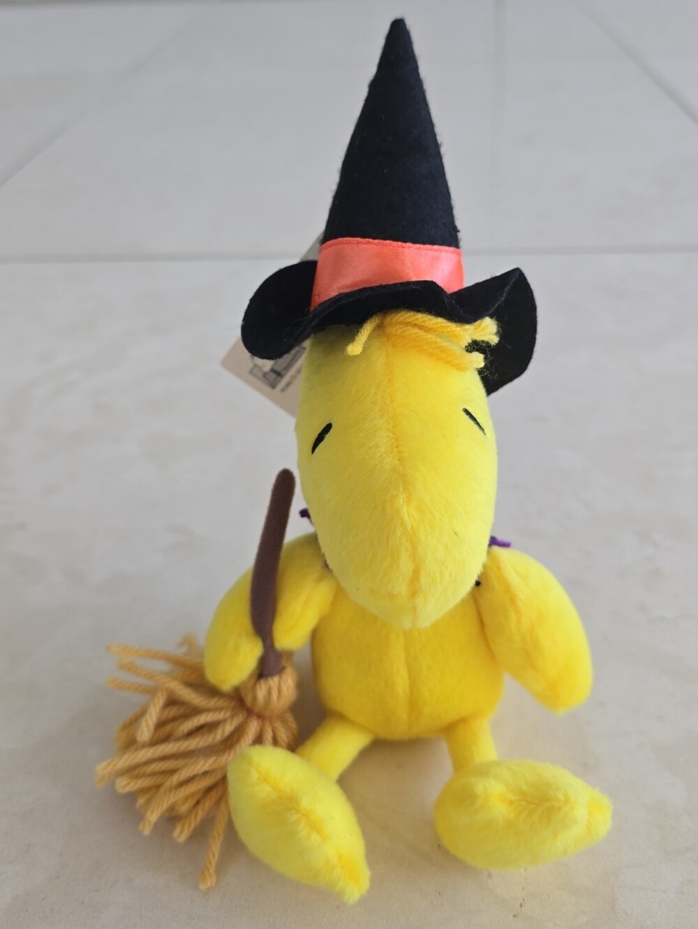 NWT Peanuts Woodstock Plush With Black Witch Hat And Broom